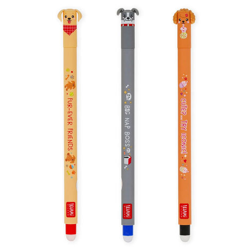 Legami Set of 3 Erasable Gel Pens - Fur-Ever Friends