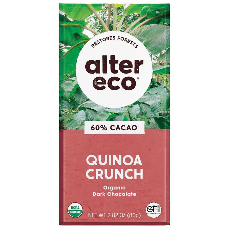Alter Eco Organic Chocolate Bar 60% Quinoa Crunch 80g image number 0