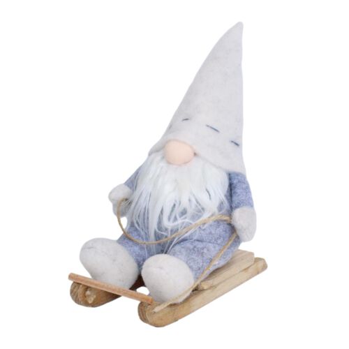 Stuffed Grey Gnome on Sled