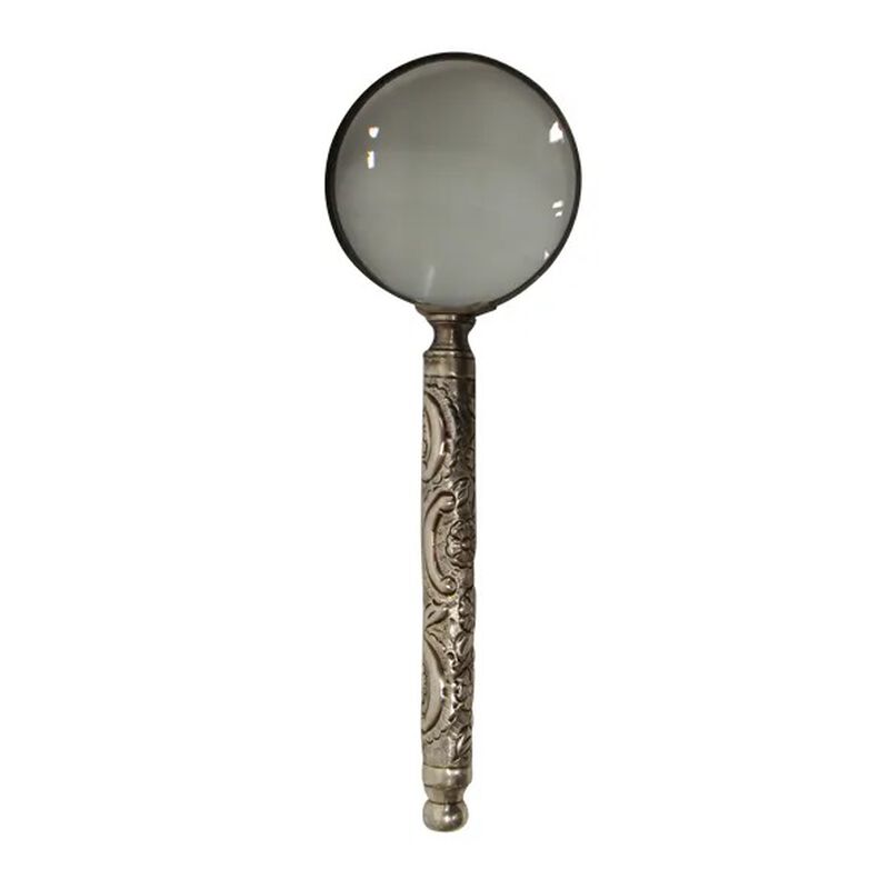 French Country Embossed Antique Silver Magnifying Glass image number 0
