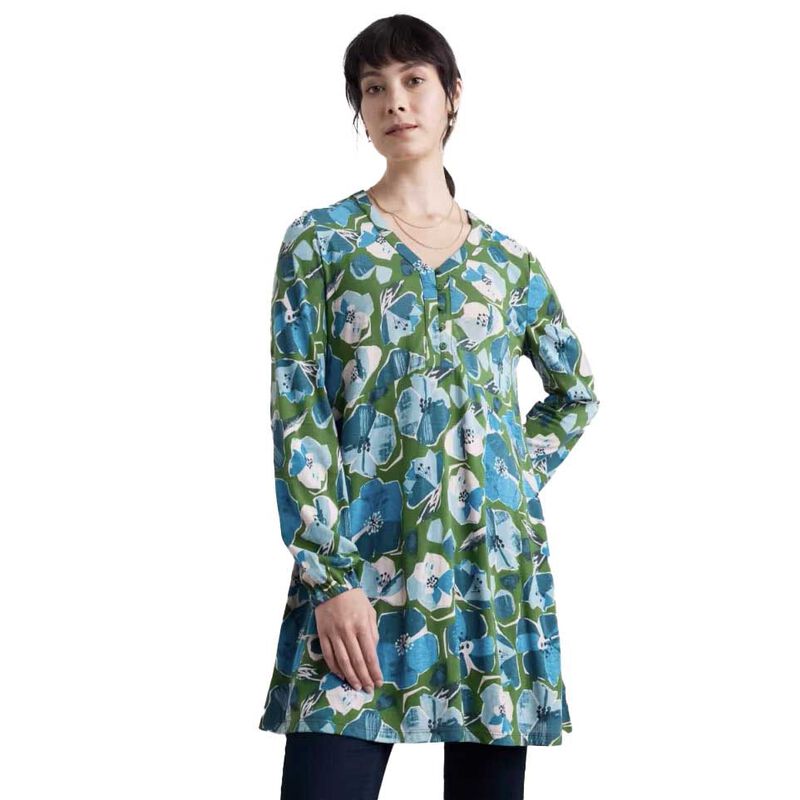 Seasalt Cornwall Peg Loom Tunic Paper Hellebores Forest Green image number 0