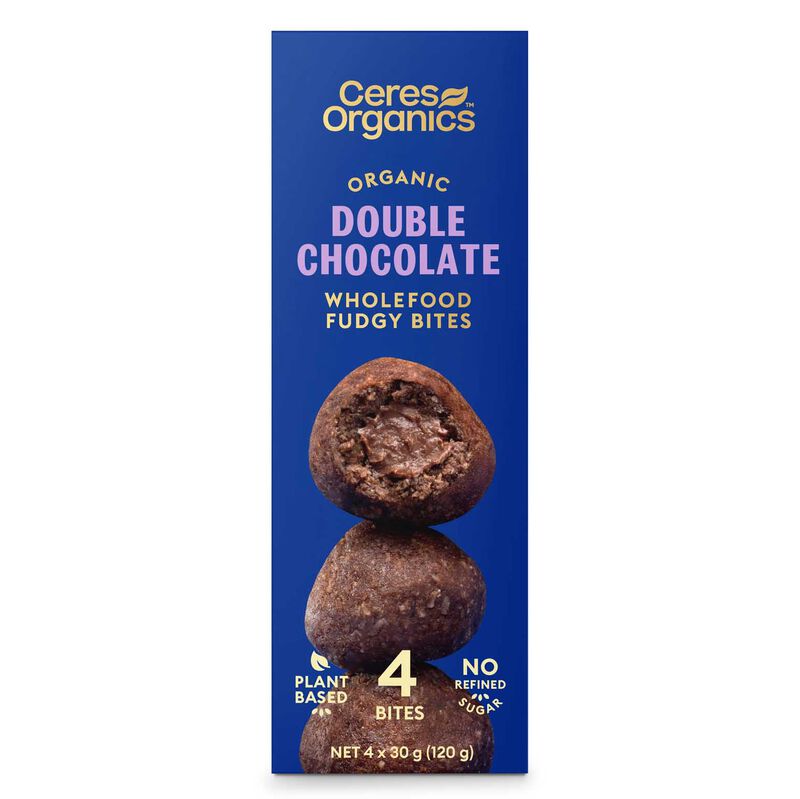 Ceres Organics Fudgy Bites Double Chocolate 4 x 30G Bag image number 0