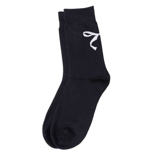 Stella + Gemma Socks Black With White Bow