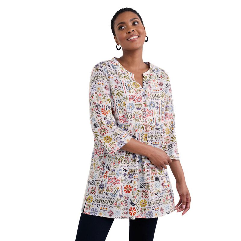 Seasalt Cornwall Aventurier Tunic Marigold Woodblock Maritime image number 0