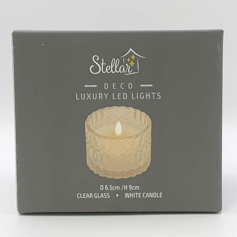 Stellar Haus Clear Deco-Cut Glass AAA LED Candle image number 1