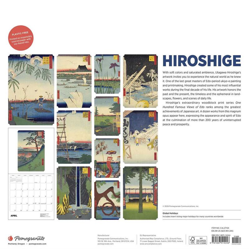 Pomegranate Hiroshige Wall Calendar 2027 image number 2