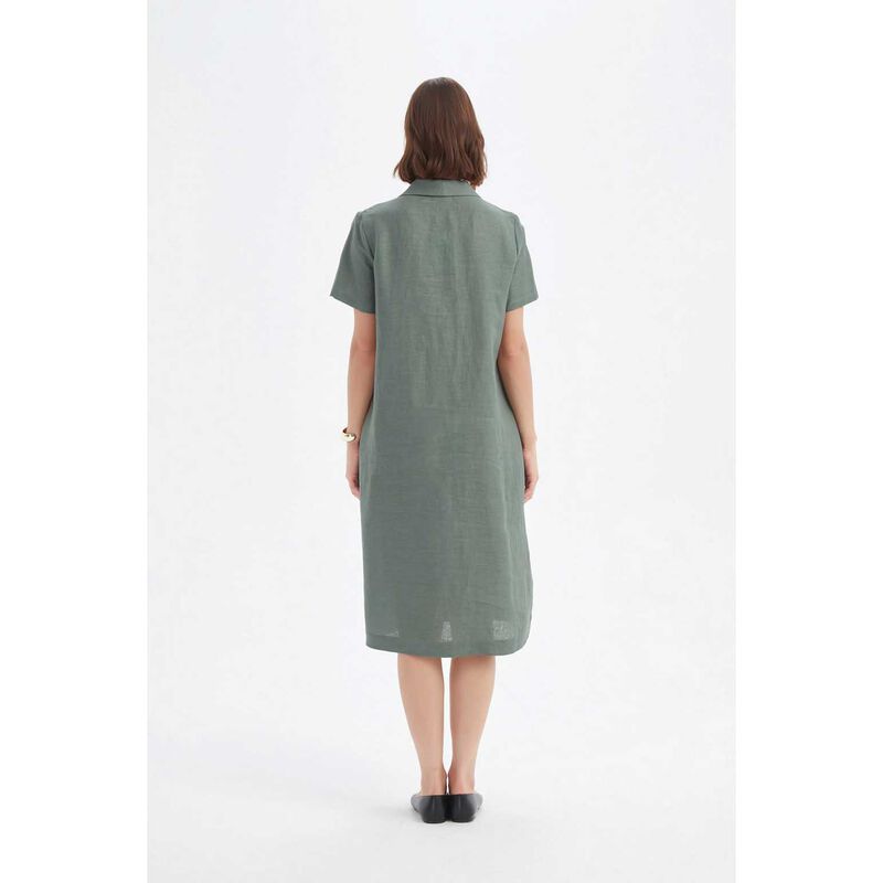 TIRELLI Shawl Collar Pleat Dress image number 5