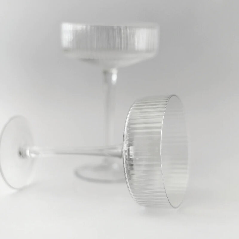 Home Lab Ribbed Cocktail Glasses Clear Set Of 4 image number 1