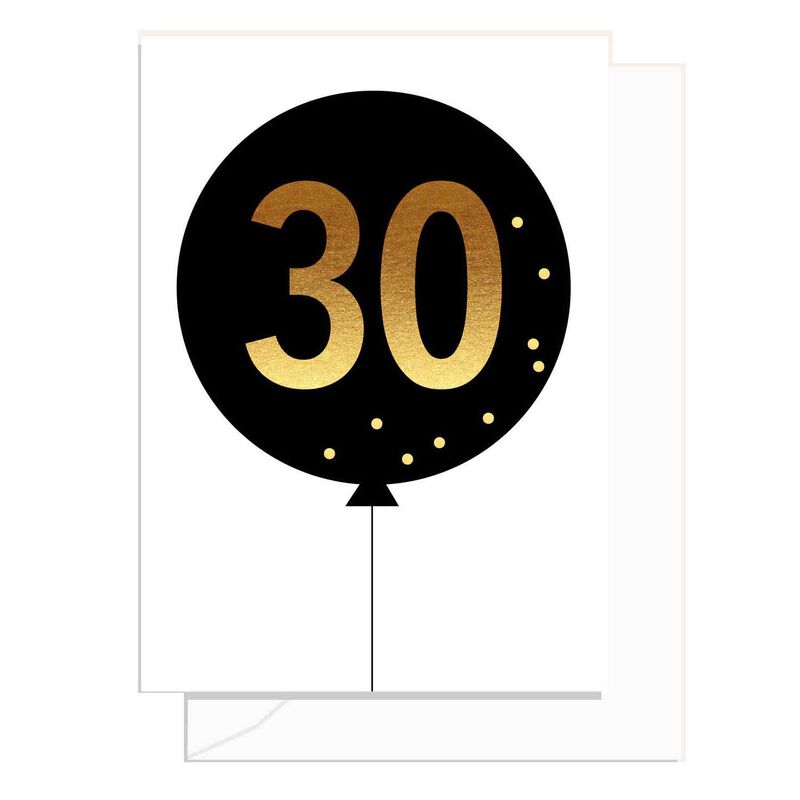 Elm Paper 30th Black Balloon Card image number 0