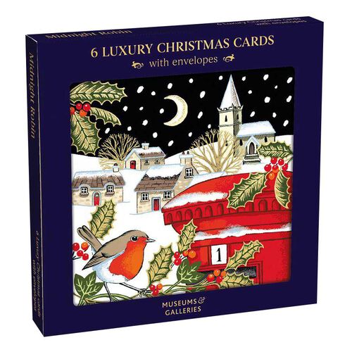 Museums & Galleries Midnight Robin Christmas Card 6 Pack