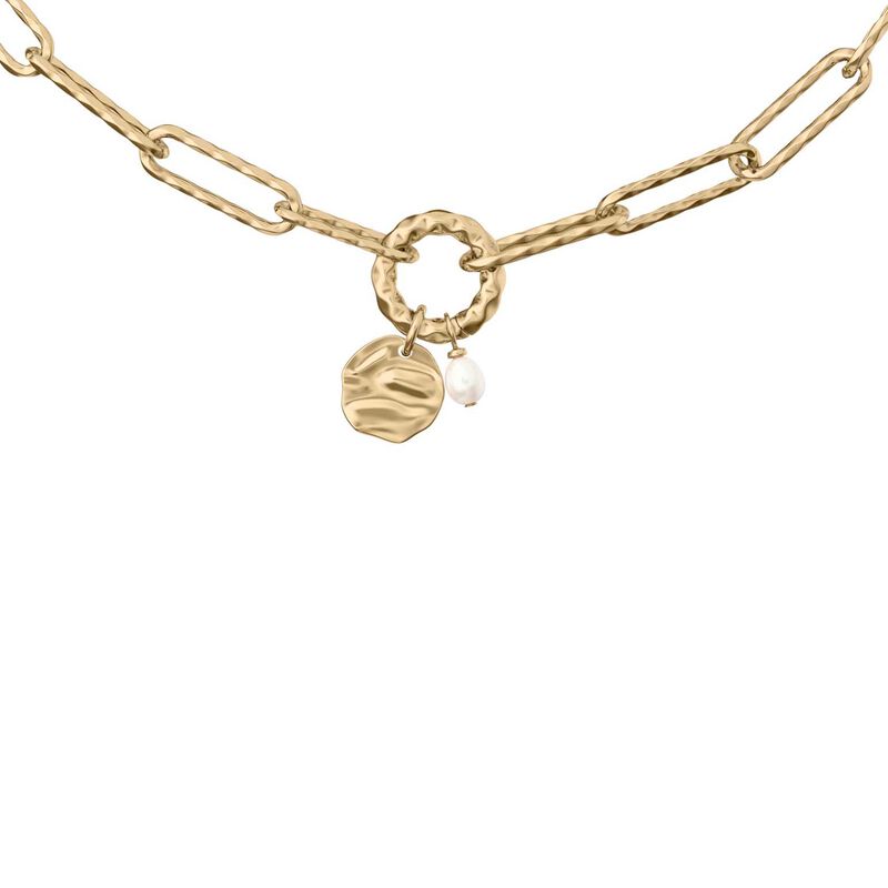 Skagen Agnethe Pearl Gold-Tone Brass Chain Necklace image number 1