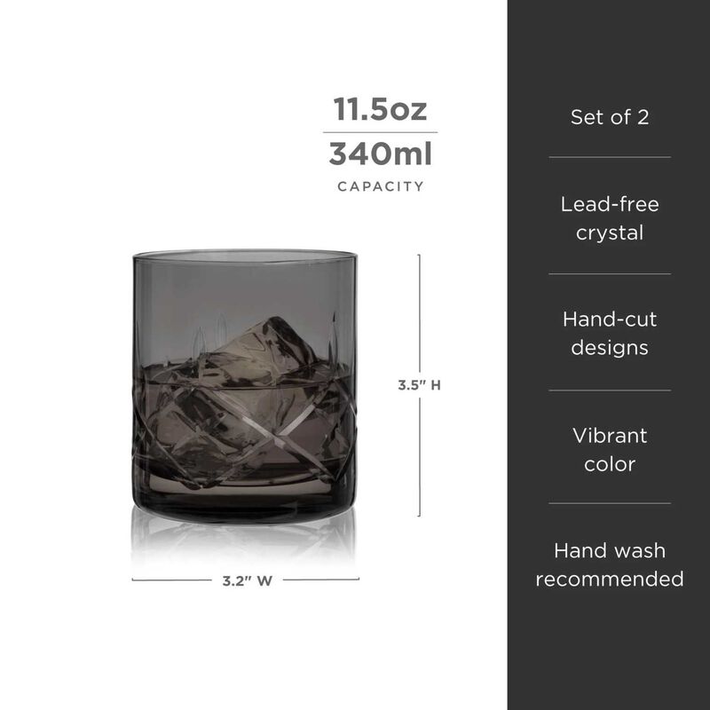 Admiral Cut Crystal Rocks Glasses In Smoke By Viski® image number 2