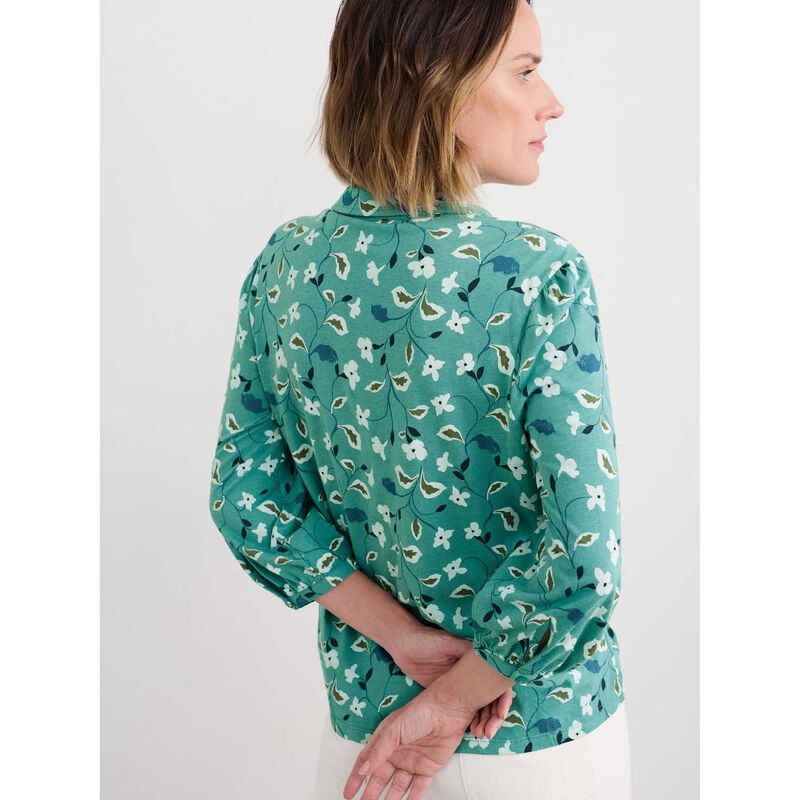 Seasalt Cornwall 3/4 Embrace Shirt Chalk Flower Sage Leaf image number 1