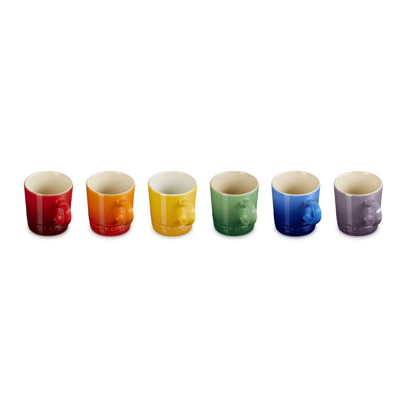 Le Creuset Stoneware Rainbow Set of 6 Espresso Mugs 100ml image number 0