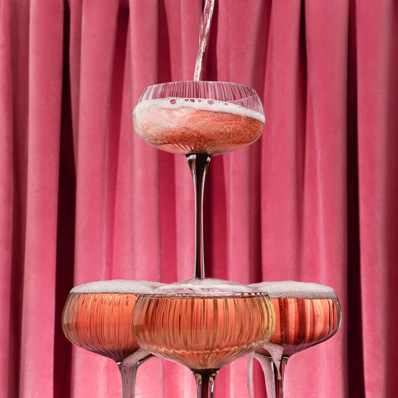 Home Lab Ribbed Champagne Coupe Charcoal Set Of 4 image number 2