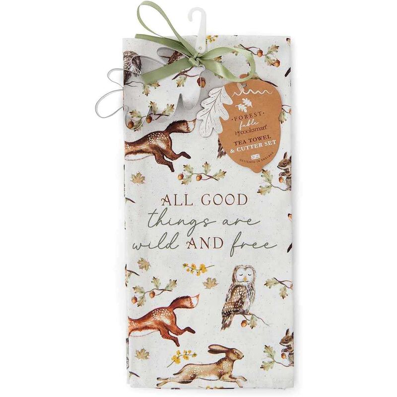 Cooksmart Forest Fable Tea Towel & Cookie Cutter Set image number 1