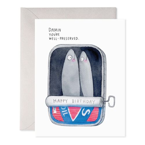E Frances Sardines Birthday Foil Card