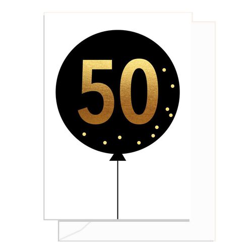 Elm Paper 50th Black Balloon Card