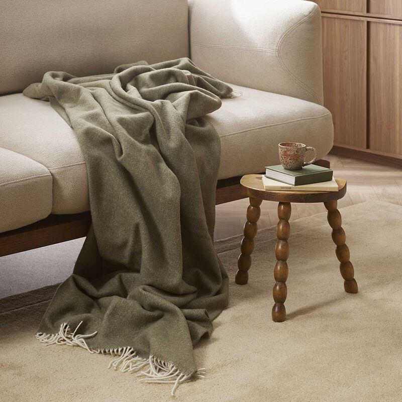 Baya Mosman 100% Merino Wool Throw 140x200cm - Olive image number 1
