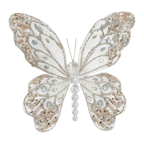 Heirloom Butterfly With Clip - Ivory/Platinum