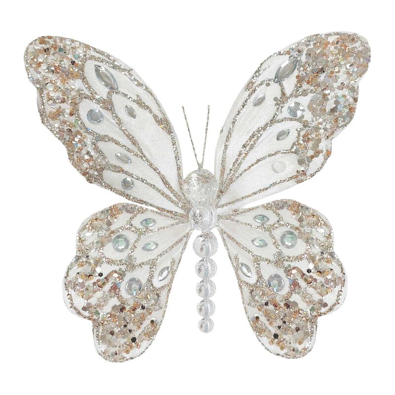 Heirloom Butterfly With Clip - Ivory/Platinum image number 0