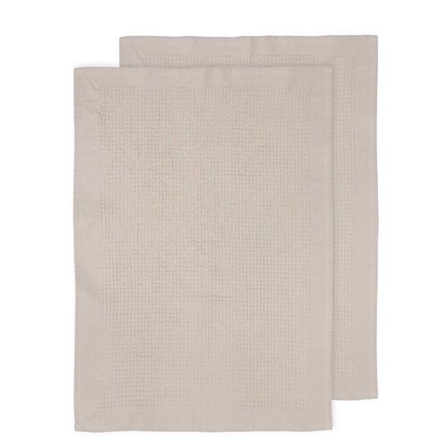 Ladelle Ollie Waffle Natural 2Pk Kitchen Towel