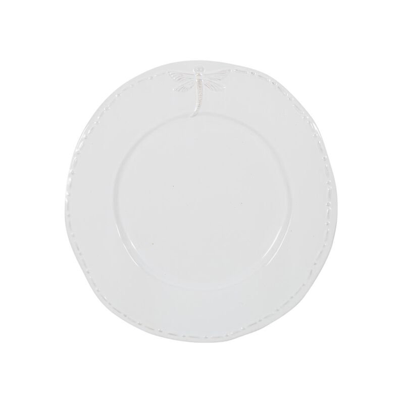 French Country Dragonfly Stoneware White Lunch Plate image number 0
