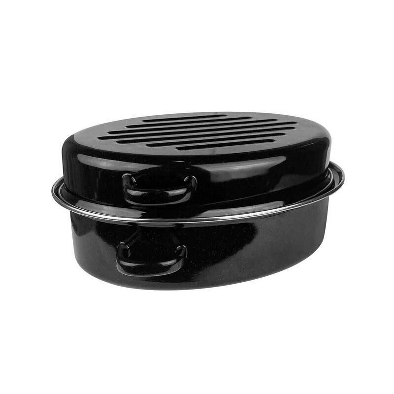 Di Antonio Oval Covered Roaster Enamel On Carbon Steel Black 4L image number 0