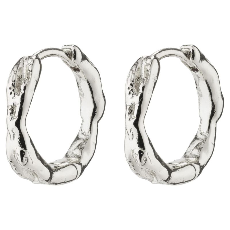 Pilgrim Eddy Recycled Organic Shaped Small Hoops Silver Plated image number 0