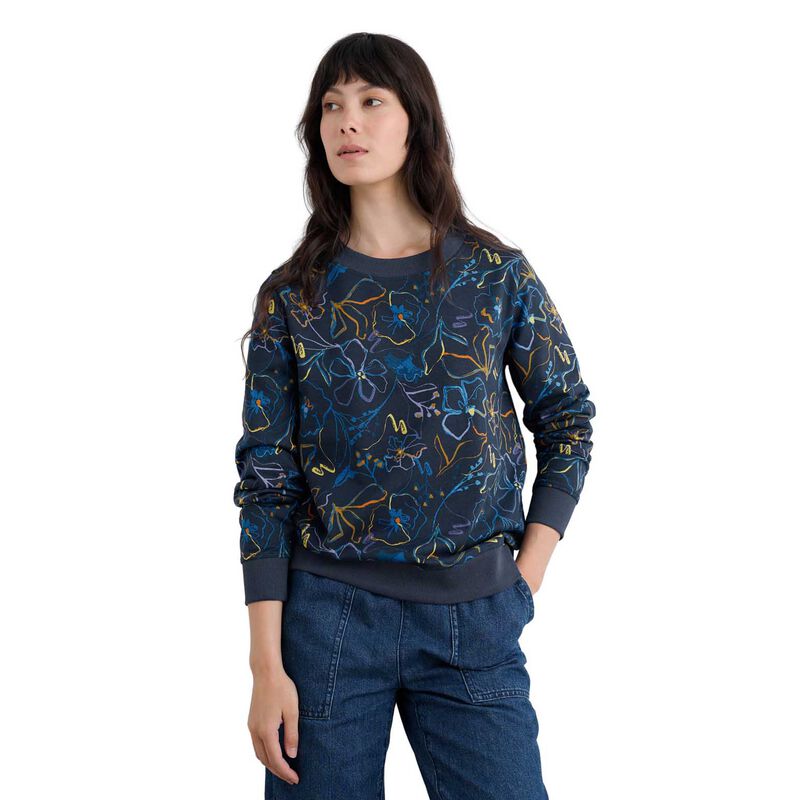 Seasalt Cornwall Bright Wave Sweatshirt Drawn Floral Maritime image number 0