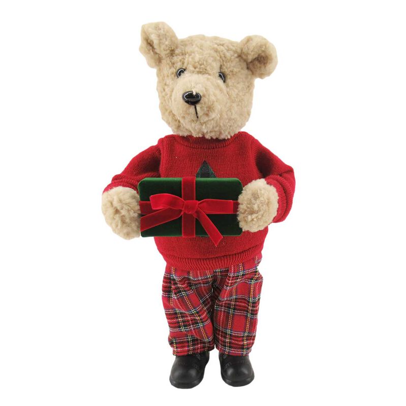 Standing Boy Bear With Plaid Pants 16 Inch image number 0