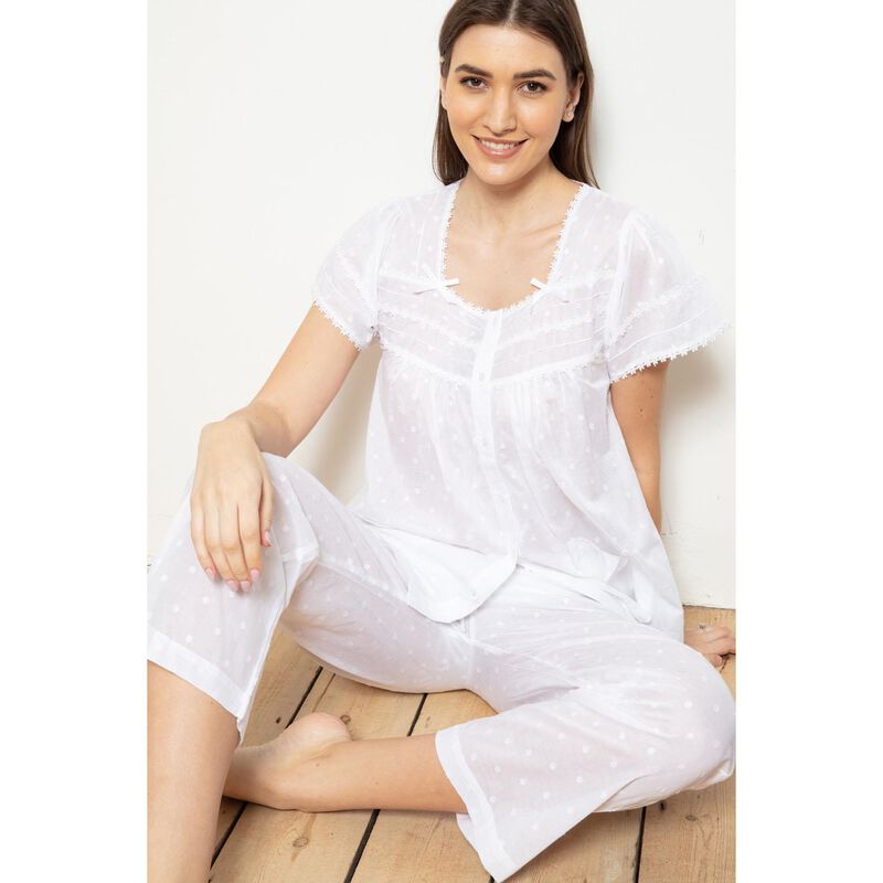 Cottonreal Deluxe Co-Lawn Polkadotty Cap Sleeve PJ Set image number 1