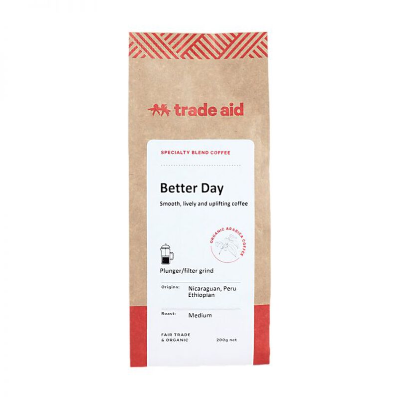 Trade Aid Organic Coffee Better Day Blend Medium Ground 200g image number 0