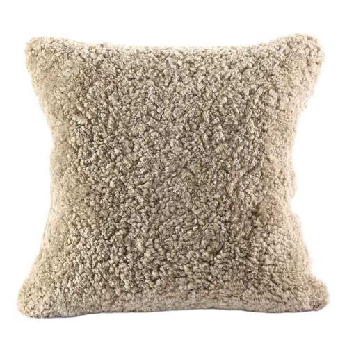 MM Linen Short Wool Sheepskin Cushion 50x50 - Walnut