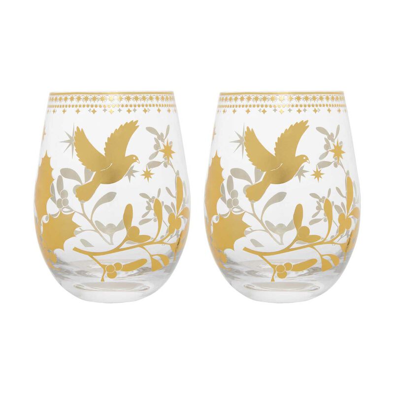 Maxwell & Williams White Christmas Stemless Wine Glass 550ml Set Of 2 image number 0