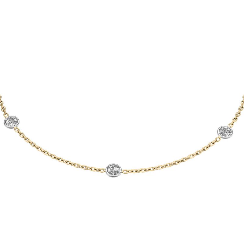 Fossil Ellis Diamond By The Yard Two-Tone Stainless Steel Station Bracelet image number 1