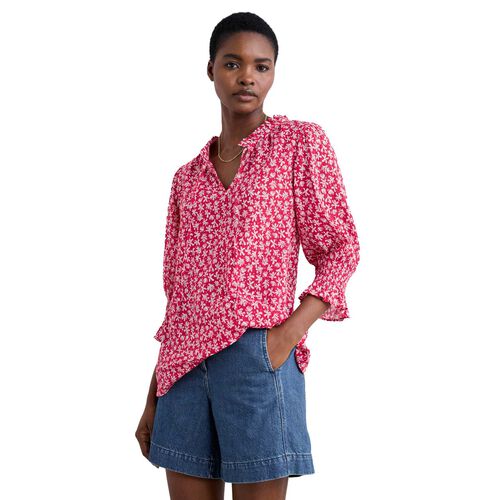 Seasalt Cornwall Shore Shape Top Saltwater Ditsy Scarlet