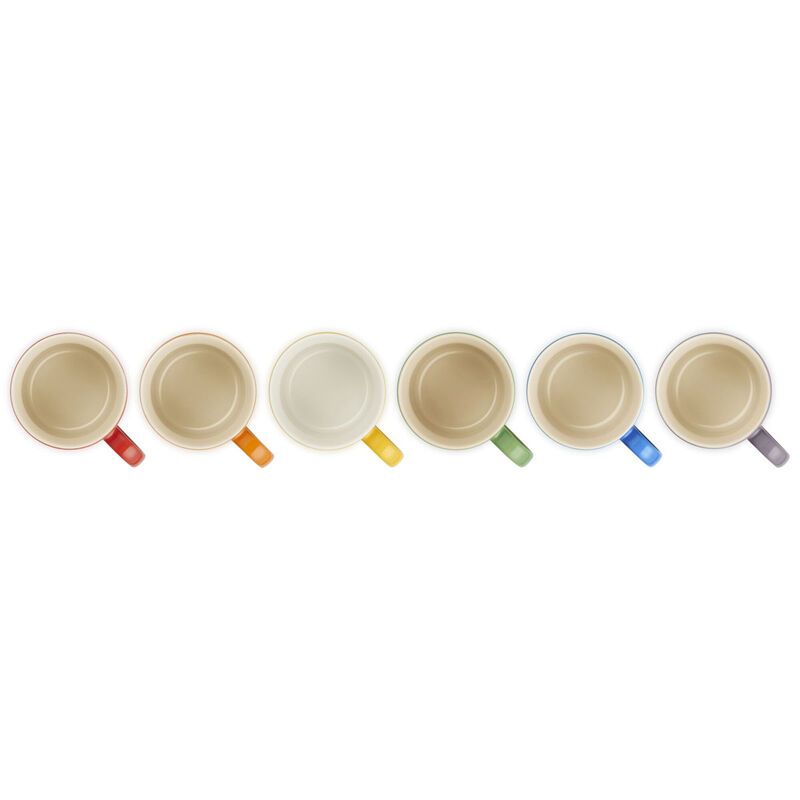Le Creuset Stoneware Rainbow Set of 6 Cappuccino Mugs 200ml image number 2