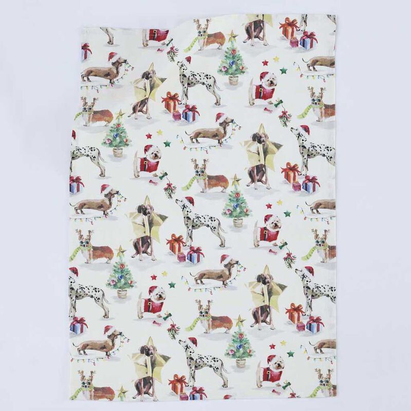 MM Linen Feliz Navidog Teatowel Set Of 3 image number 1