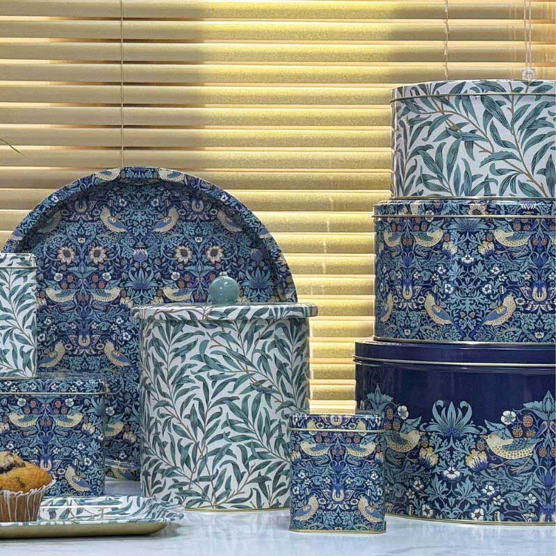 Arts & Crafts Set Of 3 Round Cake Tins Blues image number 3