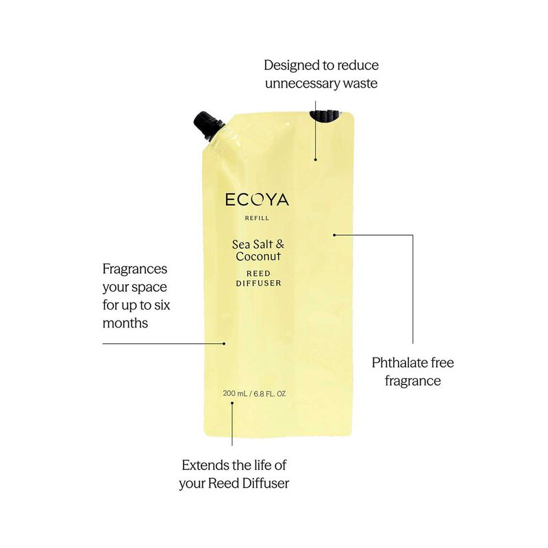 ECOYA Sea Salt & Coconut Reed Diffuser Refill 200ml image number 1