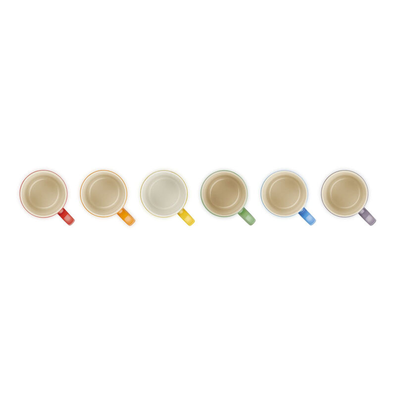 Le Creuset Stoneware Rainbow Set of 6 Espresso Mugs 100ml image number 2