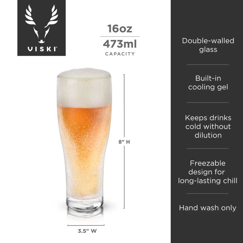 Viski Glacier: Double Walled Chilling Beer Glass image number 2