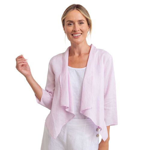 See Saw 100% Linen  3/4 Sl Open Drape Jacket