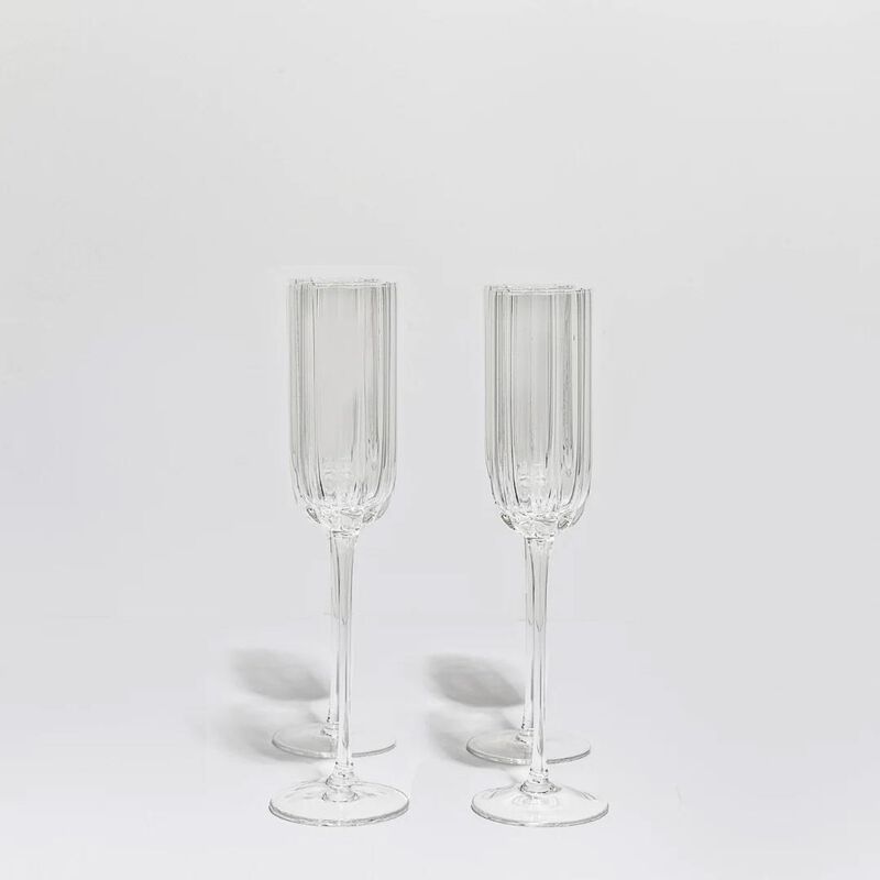 Home Lab Petal Champagne Flute Clear Set Of 4 image number 1
