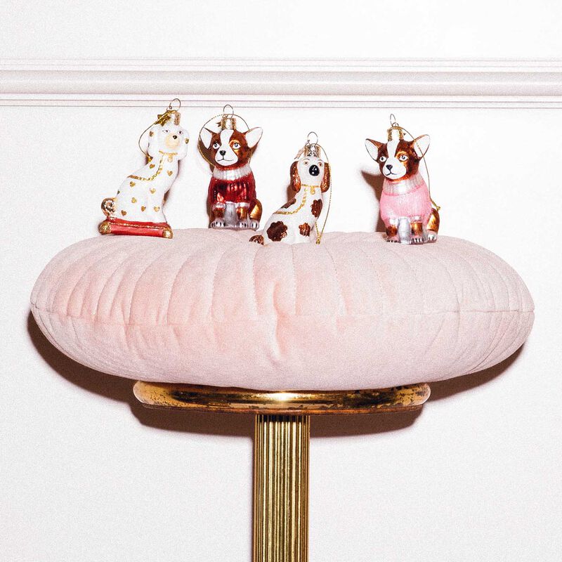 Vondels Ornament Glass Chihuahua w Pink T-Shirt 8cm image number 1