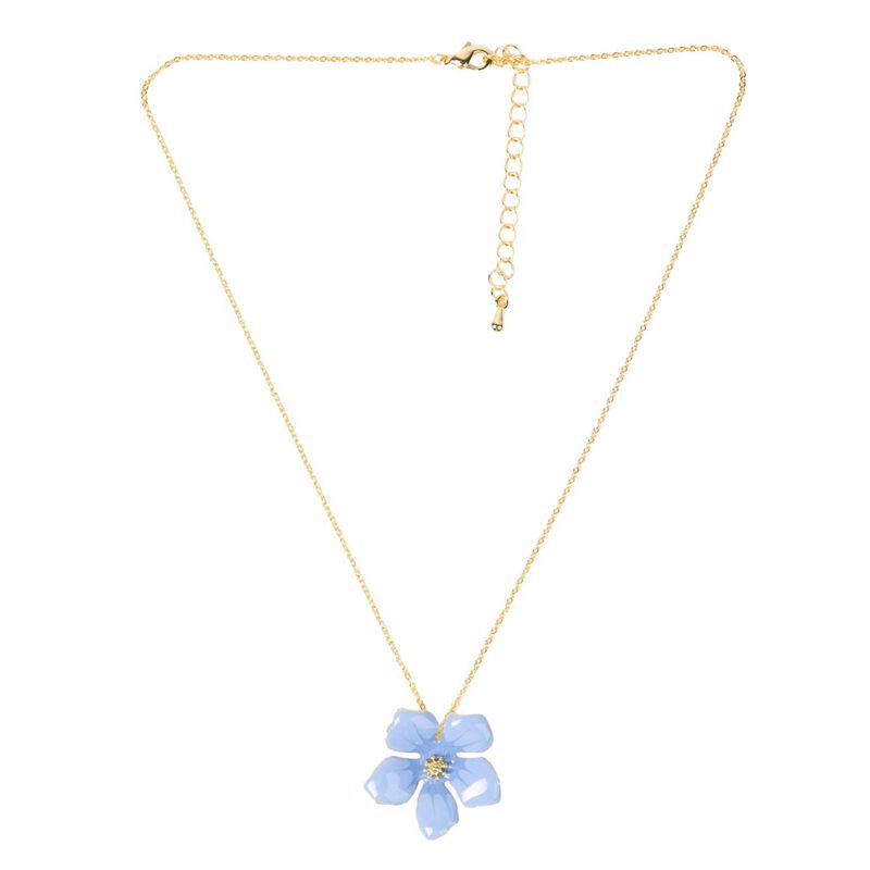 Stella + Gemma Necklace Mini Flower Milk Blue with Gold Ball Centre image number 1