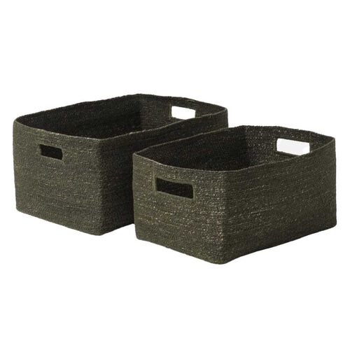 Città Woven Storage Basket Set Of 2 Olive 42x32x22cmh