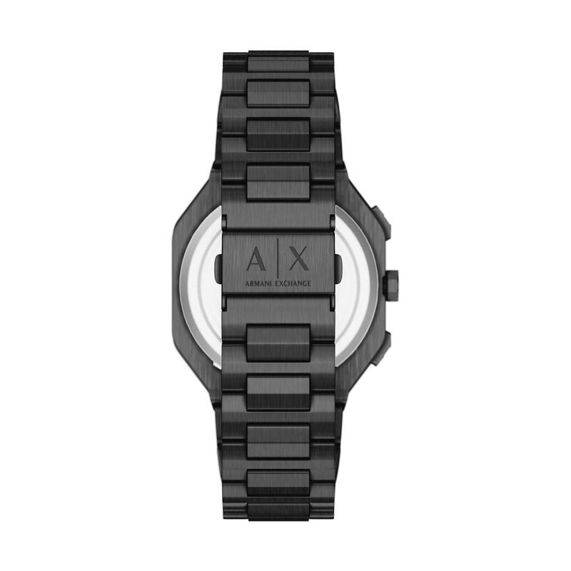 Armani Exchange Bass Dual-Time Black Stainless Steel Watch image number 1