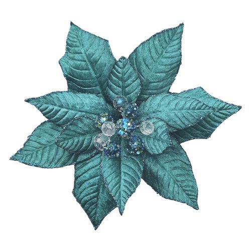 Majestic Heirloom Poinsettia With Clip Peacock 28cm